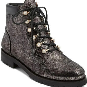 New Jack Rogers Peyton Pearl Lace up Bootie Gunmetal 6